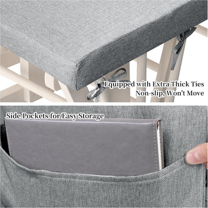 HOMBYS Glider Rocker Replacement Cushions with Storage Side Pocket,Linen-Like Fabric, Foam & Microfiber Filling, Non-Slip & Washable,Thickened & Supportive for Glider Rocking Chair (Khaki)