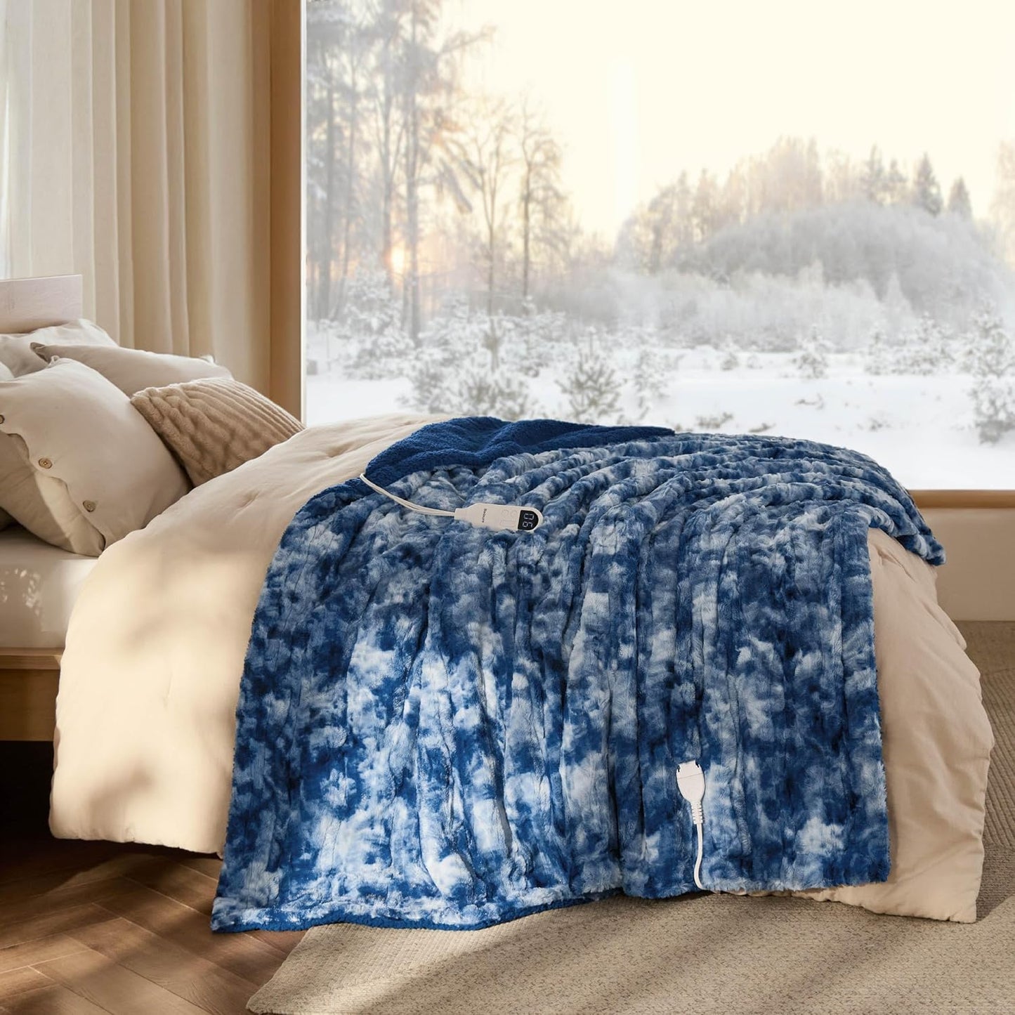 Bedsure Heated Blanket Throw Blanket with Preheat Function - Fast Heating Electric Blanket, Soft Flannel Throw with 6 Time Settings(Up to 10H), 6 Heating Settings, Gifts for Grandma (50"x60", Grey)