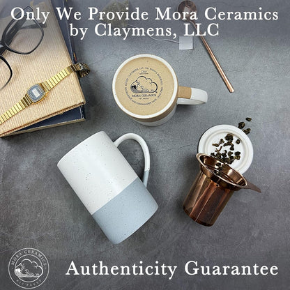 Mora Ceramics Tea Cup with Loose Leaf Infuser, Spoon and Lid, 12 oz, Microwave and Dishwasher Safe Coffee Mug - Rustic Matte Ceramic Glaze, Modern Herbal Tea Strainer - Great Gift for Women, Garnet