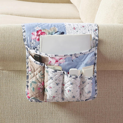 Brilliant Sunshine Burgundy Toile Floral Couch Armrest Cover, 35"×13" | Washable Magazine Holder, Armrest Organizer & Caddy on Sofa, Recliner, Armchair, Storage for Remote Controls, Phone, iPad