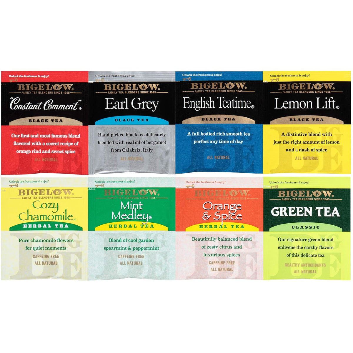 Bigelow Tea, Caffeine Free, 6 Flavor Herbal Tea Variety Pack, Pack of 6