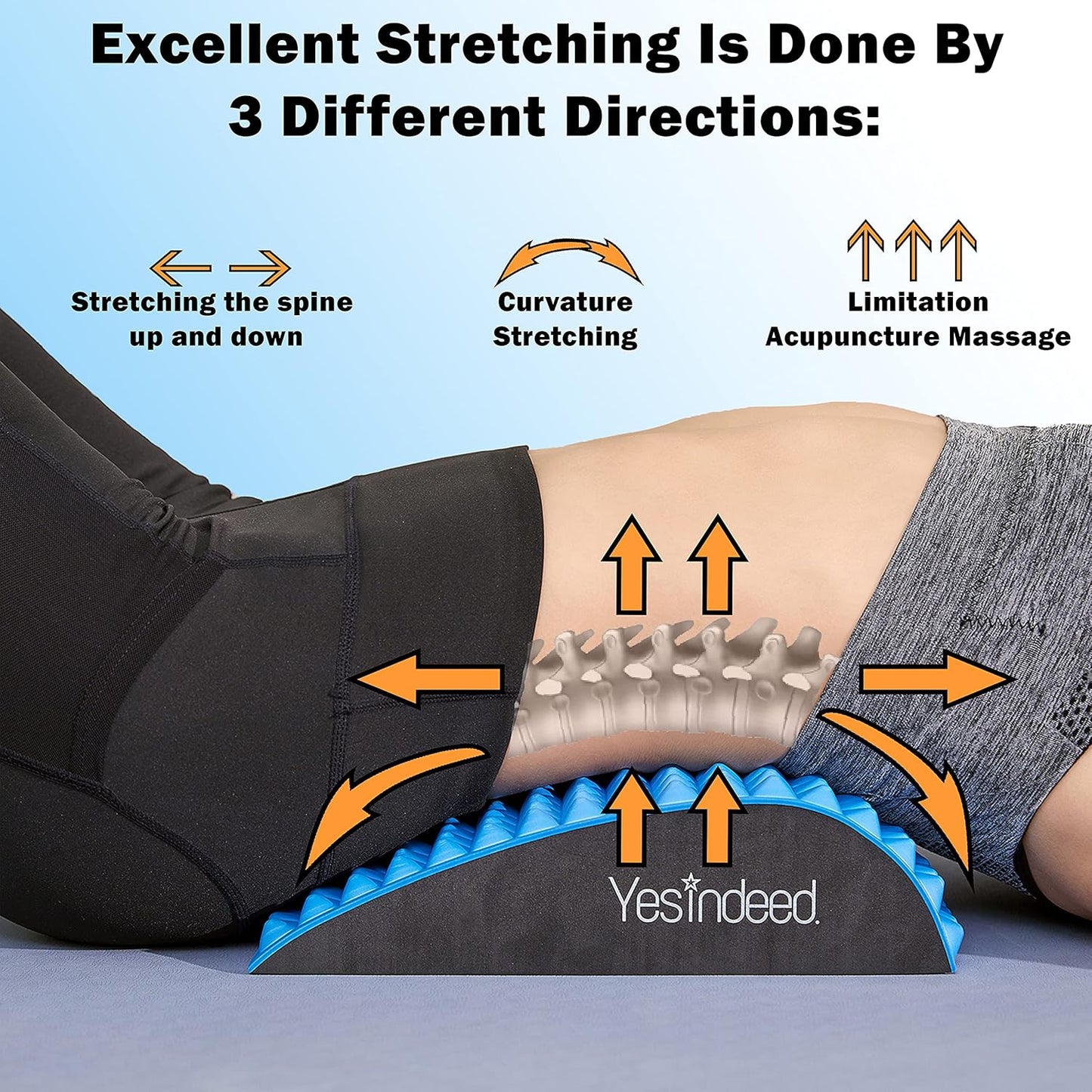 Back Stretcher Pillow – Pain Relief for Lower Back, Lumbar Support, Posture Correction, Sciatica Aid, Orthopedic Design, Easy to Use at Home, Office, or Anywhere, Orthopedist Recommended