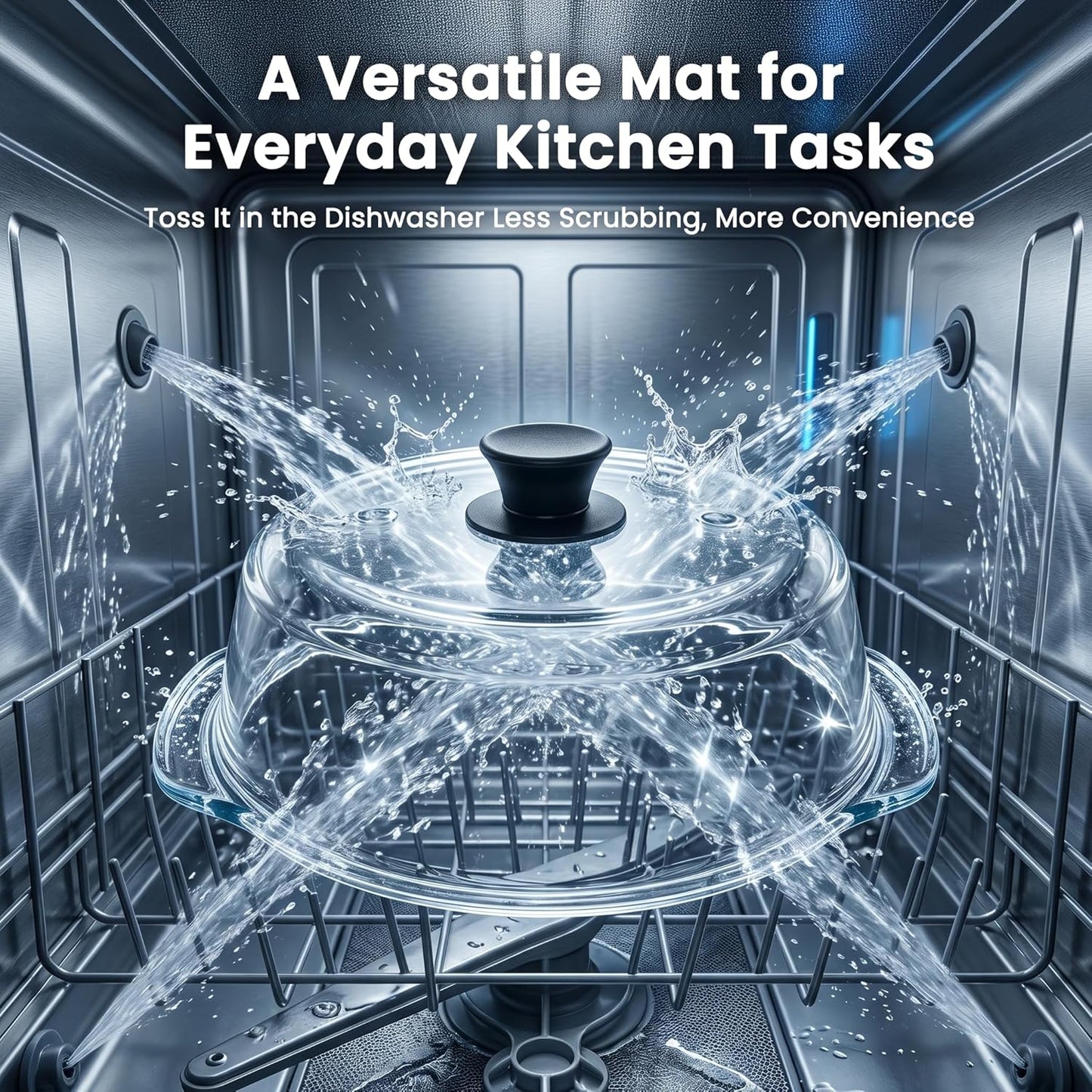 2 in 1 Glass Microwave Splatter Cover,Glass Microwave Cover,10 In | Glass microwave cover for food with vent holes,Easy-grip silicone knob,Doubles as a microwave mat,No plastic