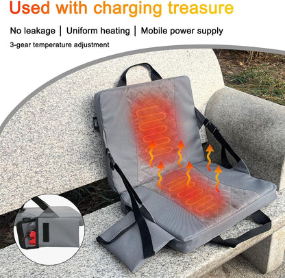 Heated Stadium Seats for Bleachers,Foldable Heated Seat Cushion,Portable Seat Pad,USB Powered Great for Outdoor Sports,Concerts,Camping (No Power Bank) (Grey)