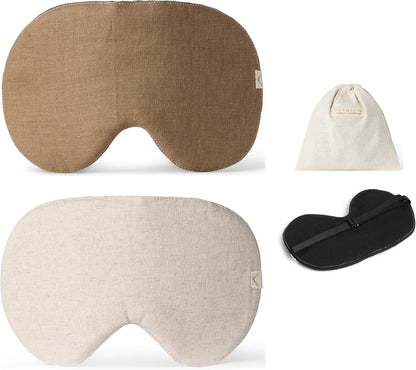 2-Pack Linen Eye Sleep Mask, Organic Blackout, Oversize Shape Cover