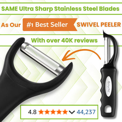 Spring Chef 3pcs Vegetable Peelers for Kitchen, Swivel, Y & Julienne Peeler | Premium Stainless Steel Potato Peelers with Soft Grip Handles, Ultra Sharp Blades for Fruits, Veggies, Apples, Carrots
