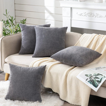 GAWAMAY Lumbar Support Pillow Decorative Rectangle Throw Pillow Covers 12"x20" Inch Set of 2, Soft Chenille Fall Pillowcase for Living Room Bedroom Sofa Couch Cushion Cover Grey 30x50cm (No Insert)