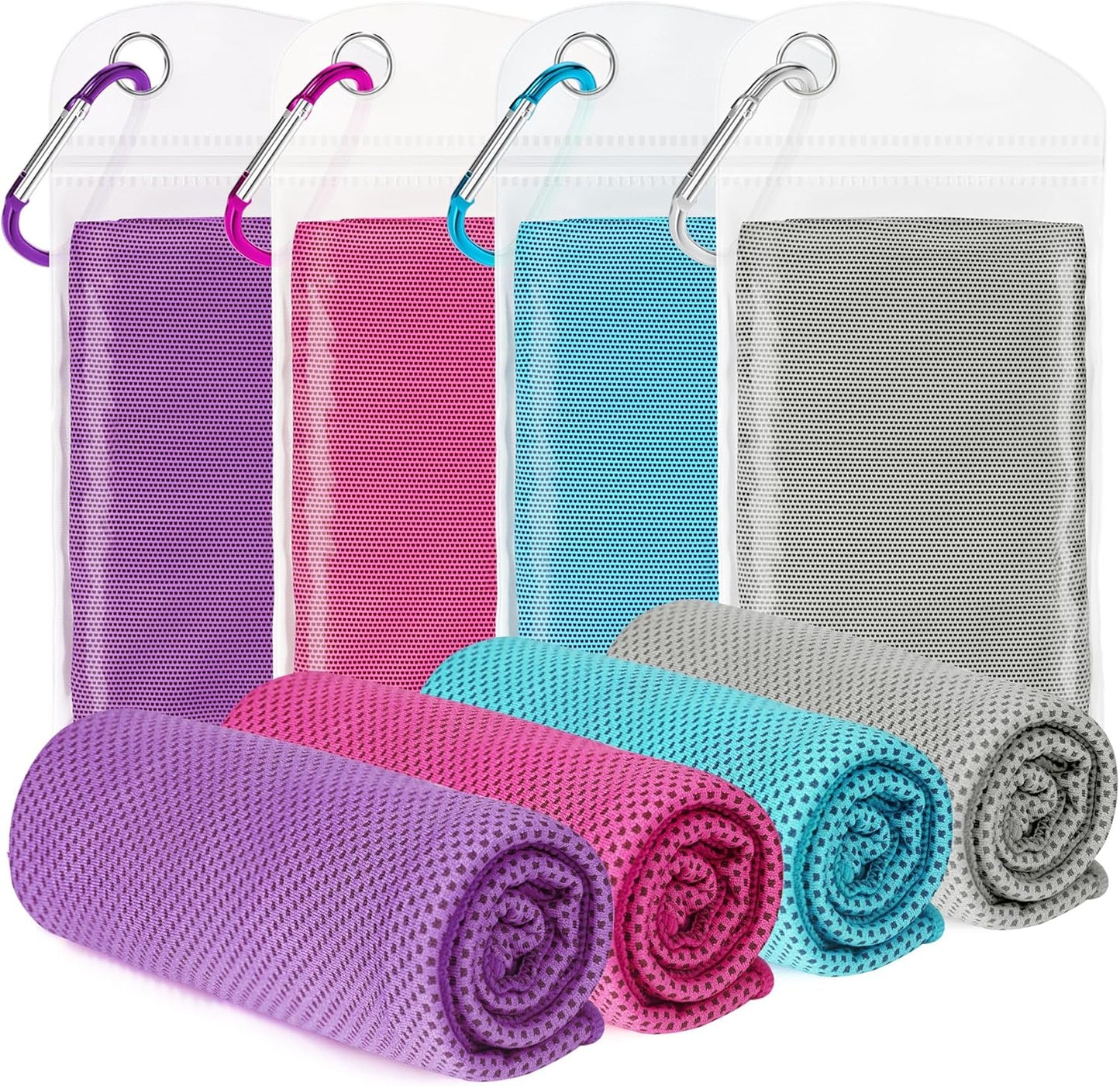 4 Pack Cooling Towels for Neck and Face(40"x12"), Cooling Neck Wraps, Ice Towel for Hot Weather, Soft Breathable Gym Towel, Cool Towel for Workout, Camping, Yoga, Sport, Running