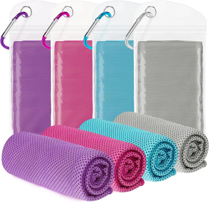 4 Pack Cooling Towels for Neck and Face(40"x12"), Cooling Neck Wraps, Ice Towel for Hot Weather, Soft Breathable Gym Towel, Cool Towel for Workout, Camping, Yoga, Sport, Running