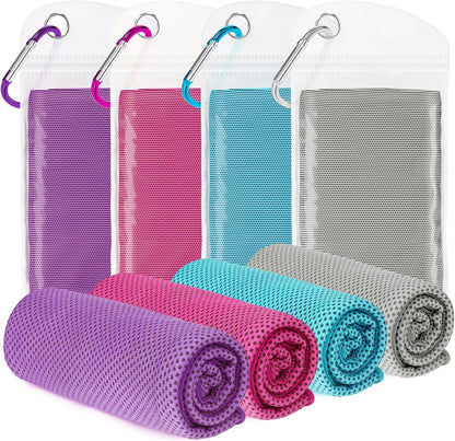 Cooling Towels 8 Pack(40"x12")for Neck and Face, Cooling Neck Wraps for Gym | Sweat wicking, Quick dry, Breathable, Reusable, Absorbent, Cold Towel for Running, Yoga, Travel, Climbing