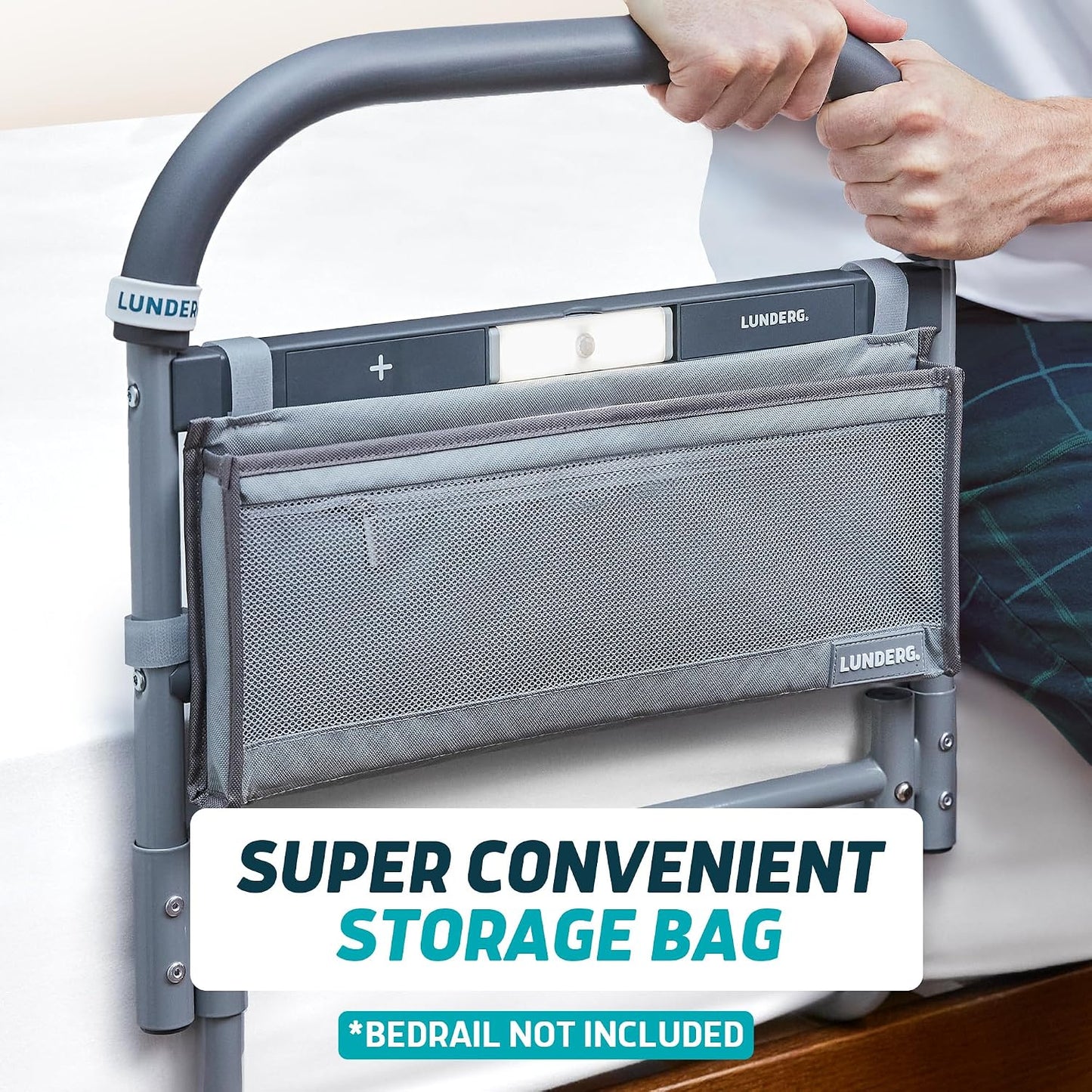 Lunderg Storage Bag for Bed Assist Rail - Replacement or Extra Bag | Lightweight & Perfect to Store Your Glasses, Remote, or Magazines