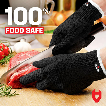 NoCry Cut Resistant Gloves With Grip Microdots — Food Grade Cutting Glove | Cut Proof Kitchen Gloves, Mandoline and Food Prep Safety, Great For Woodworking, Ambidextrous, Breathable, Machine Washable