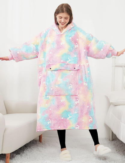 Wearable Blanket Hoodie for Adults With Pocket Strawberry Hoodie | Sherpa, Fuzzy Blanket Hoodie, Oversized Sweatshirt Blanket, Kangaroo Pouch, Cute Birthday Gifts for Sister, Cute Stuff