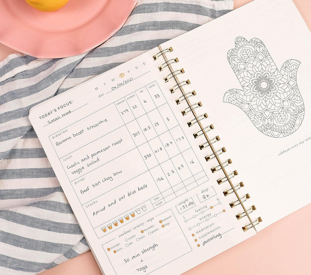 Kunitsa Co. Food and Exercise Journal for Women, Pink