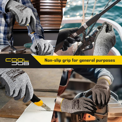 COOLJOB 12/120 Pairs Cut Resistant Work Gloves PU Coating, ANSI A2 A4 A6 A9