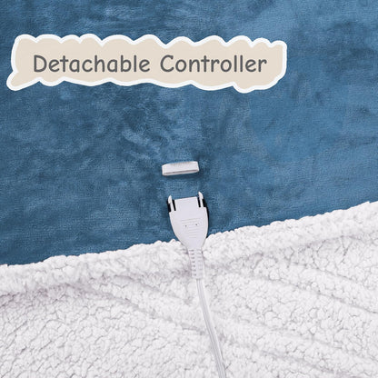 Soypipo Electric Heated Throw Blanket 50"x60", Faux Fur Plush with 4 Heat Settings & 2/4/8/10H Auto Shut-Off, Overheat Protection, Machine Washable, for Office & Chair, Dark Grey