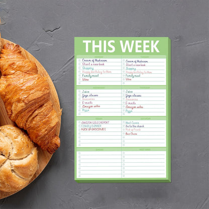 90 Pages Weekly Planner List Note Pad to Do List with Magnet Mountings for Fridge Locker (6" x 9")