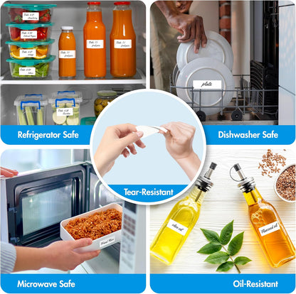 1000 Removable Food Labels, Water/Oil/Tear Resistant Blank Stickers with Perforation Line for Food Containers, Freezer, Fridge, Jars, Pantry, Organization (1” x 2”)