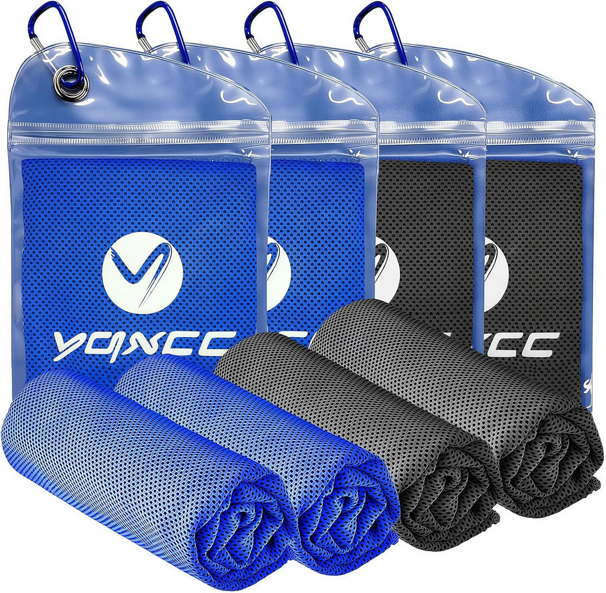 YQXCC 4 Pack Cooling Towels (40"x12"), Ice Cool for Neck & Face