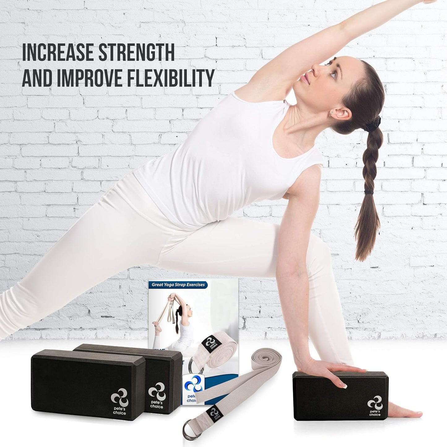 Stretching Straps and Yoga Blocks - Yoga Beginner Kit for Pilates & Gym | For Home Workouts - Hold Poses, Stretch, Improve Flexibility & Maintain Balance. BONUS Exercise Guide