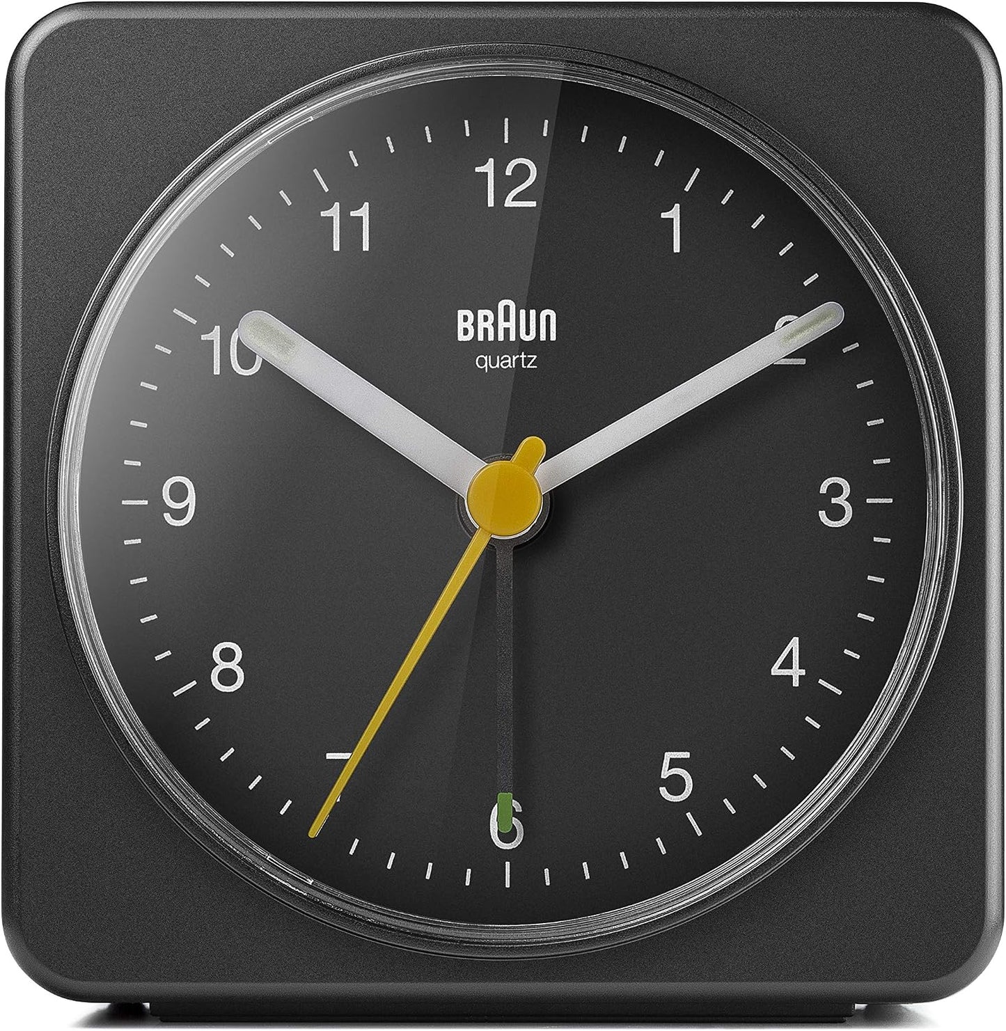 Braun Classic Analogue Alarm Clock with Snooze and Light, Quiet Quartz Sweeping Movement, Crescendo Beep Alarm in White, Model BC03W.
