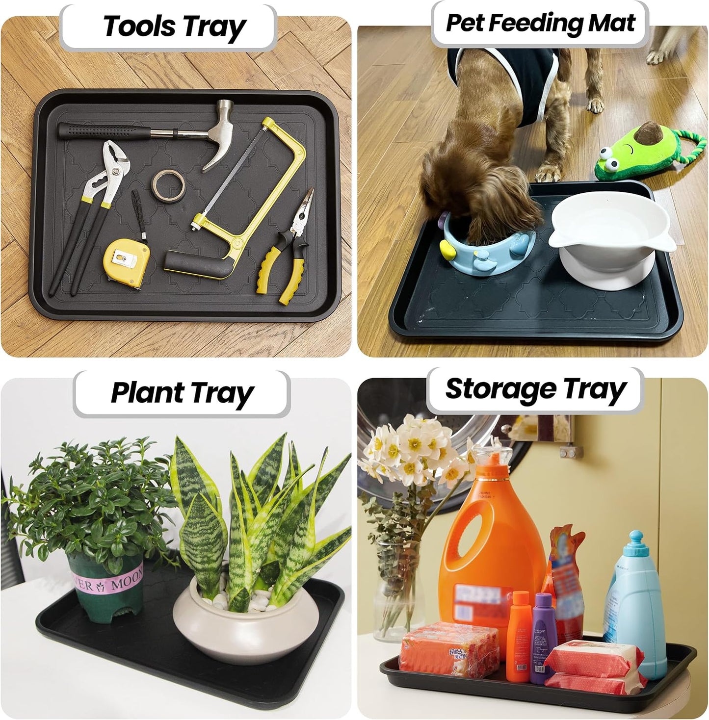 WATANIYA PET Boot Tray for Entryway Indoor, Heavy Duty Shoe Mat Tray 2 Packs, 16.7"x12.8" Waterproof Shoes Trays with Raised Edge, Outdoor Multi-Purpose Mats for Boots, Garden, Pets