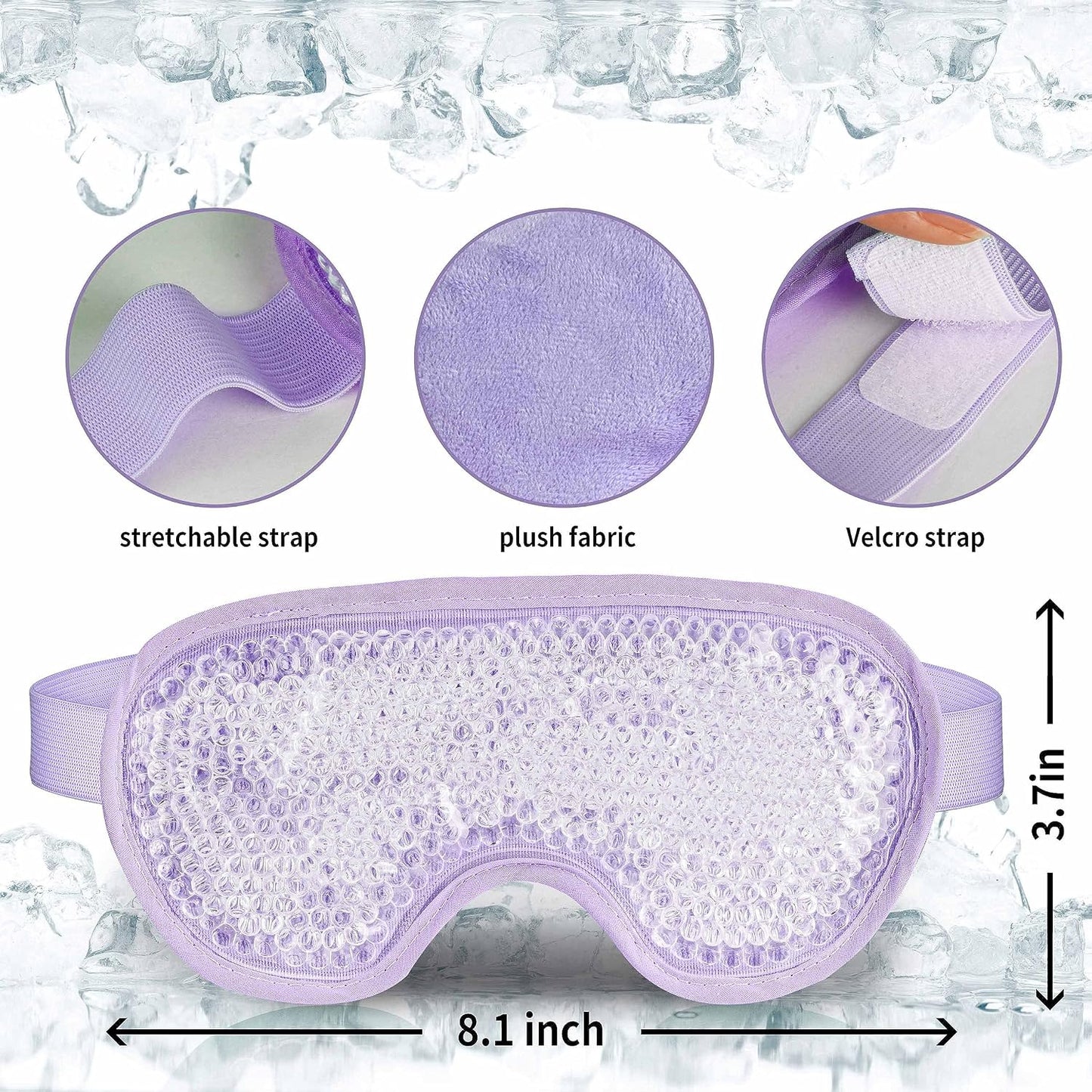 Cooling Eye Mask with Gel Beads, Reusable Cold Eye Mask for Puffy Eyes, Dark Circles, Sleep, Relaxation, Soft Cooling Eye Pads for Men Women（Purple）