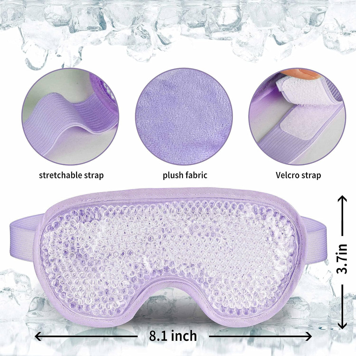 Cooling Eye Mask with Gel Beads, Reusable Cold Eye Mask for Puffy Eyes, Dark Circles, Sleep, Relaxation, Soft Cooling Eye Pads for Men Women（Purple）
