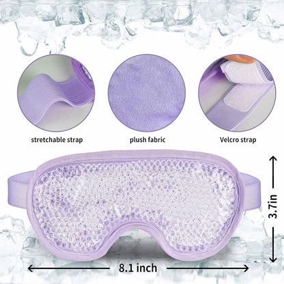 Cooling Eye Mask with Gel Beads, Reusable Cold Eye Mask for Puffy Eyes, Dark Circles, Sleep, Relaxation, Soft Cooling Eye Pads for Men Women（Purple）