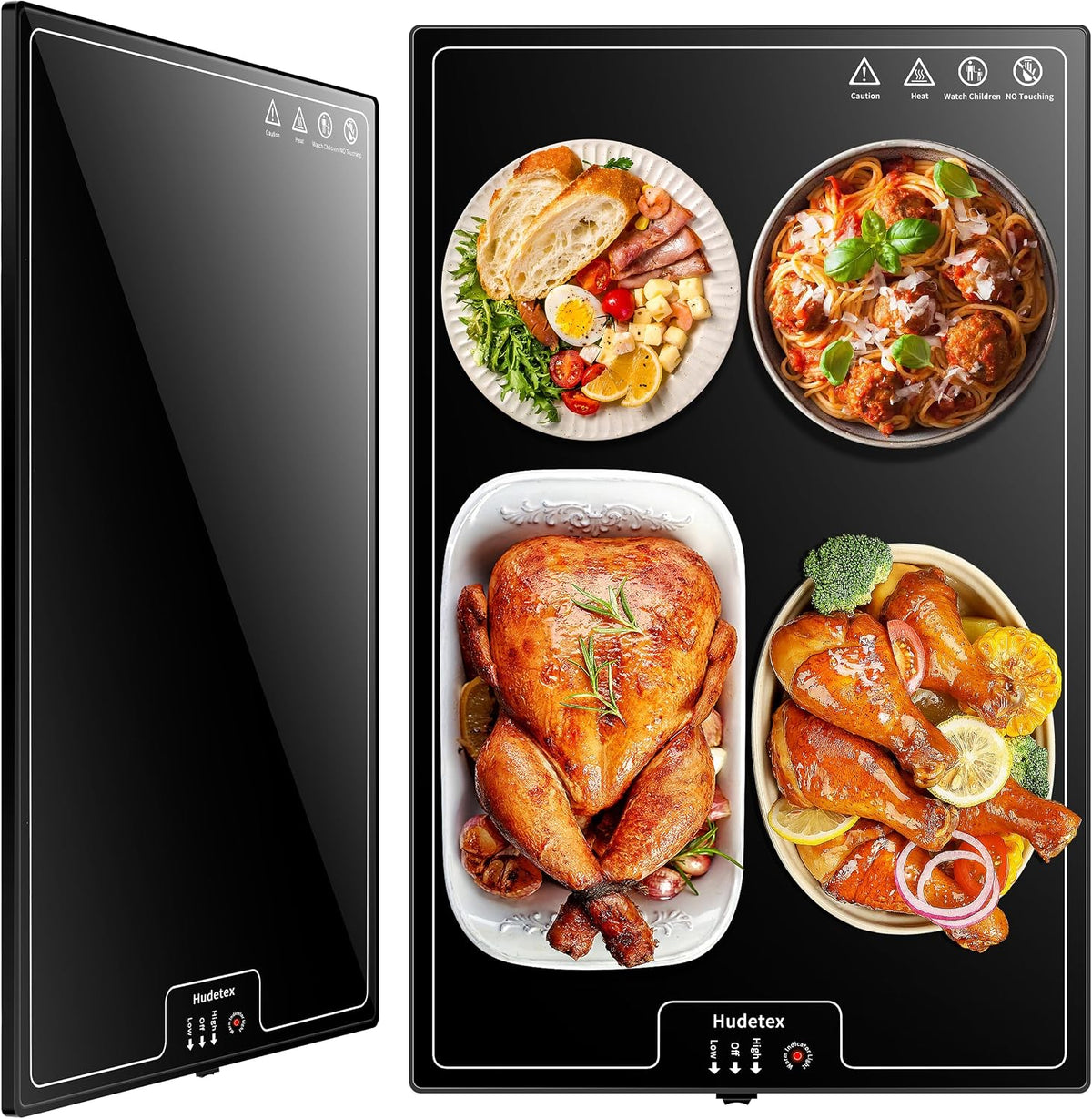 Warming Mat for Food,Extra Long 40"x12",Tempered Glass Warming Tray, Black