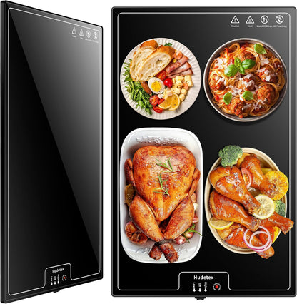 Warming Mat for Food,Extra Long 40"x12",Tempered Glass Warming Tray, Black