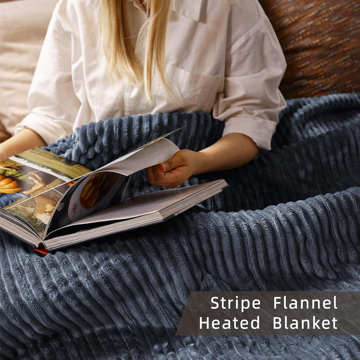 Heated Blanket 50x60”, 3 Hours Auto-Off Electric Blanket, Grey