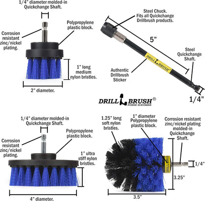 Drillbrush Shower Scrubber Drill Attachment - Car Detailing Tools - | Dishwasher Safe Drill Brush Scrubber For Cleaning Tubs, Sinks, Tile, Grout, Flooring, Carpet, Leather, Seats, Boats,