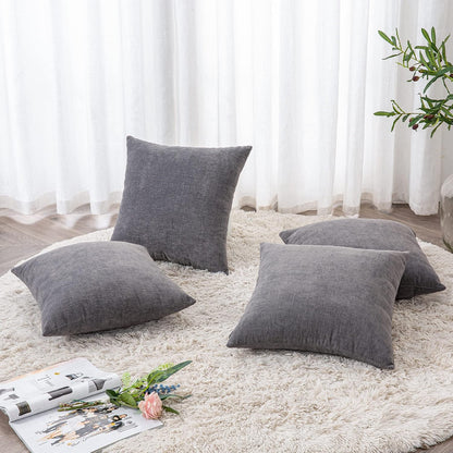 GAWAMAY Lumbar Support Pillow Decorative Rectangle Throw Pillow Covers 12"x20" Inch Set of 2, Soft Chenille Fall Pillowcase for Living Room Bedroom Sofa Couch Cushion Cover Grey 30x50cm (No Insert)