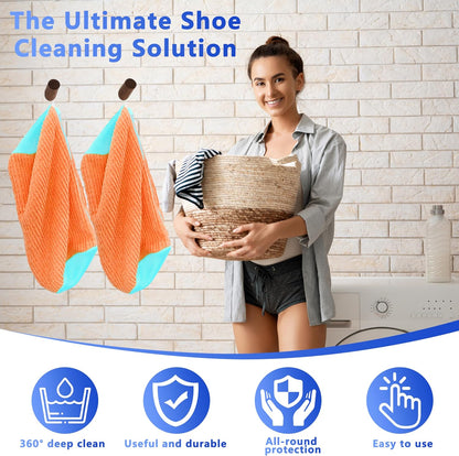Reusable Shoe Washing Bag, 2-Pack Chenille Laundry Bag for Washer & Dryer. | Soft chenille fibers help deep clean sneakers while the hidden zipper keeps shoes secure and helps protect your washer.