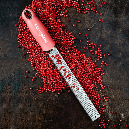 Premium Classic Series Zester - Lipstick Pink | Lemon Zester tool, Hard Cheese & Vegetable Grater | For Citrus, Parmesan Cheese, Garlic, Ginger, Nutmeg | Fine Stainless Steel Blade, Made in USA