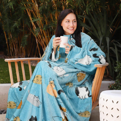 Catalonia Wearable Blanket with Sleeves for Women & Men, Fleece Wrap Throw | Cozy Sleeve Design for Hands-Free Comfort, Perfect for Reading, TV Time & Relaxing, Christmas & Birthday Gift