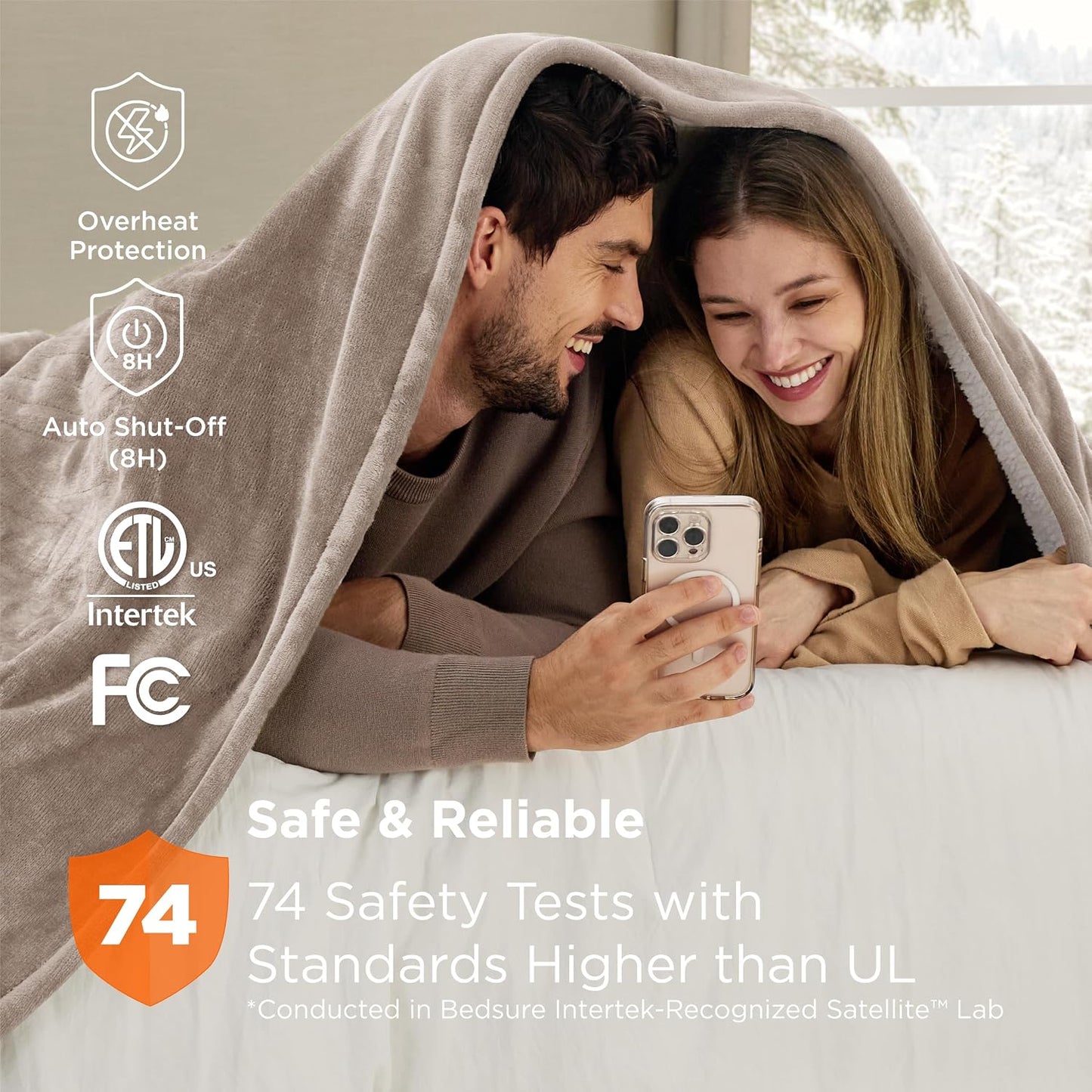 Bedsure Heated Blanket Throw Blanket with Preheat Function - Fast Heating Electric Blanket, Soft Flannel Throw with 6 Time Settings(Up to 10H), 6 Heating Settings, Gifts for Grandma (50"x60", Grey)