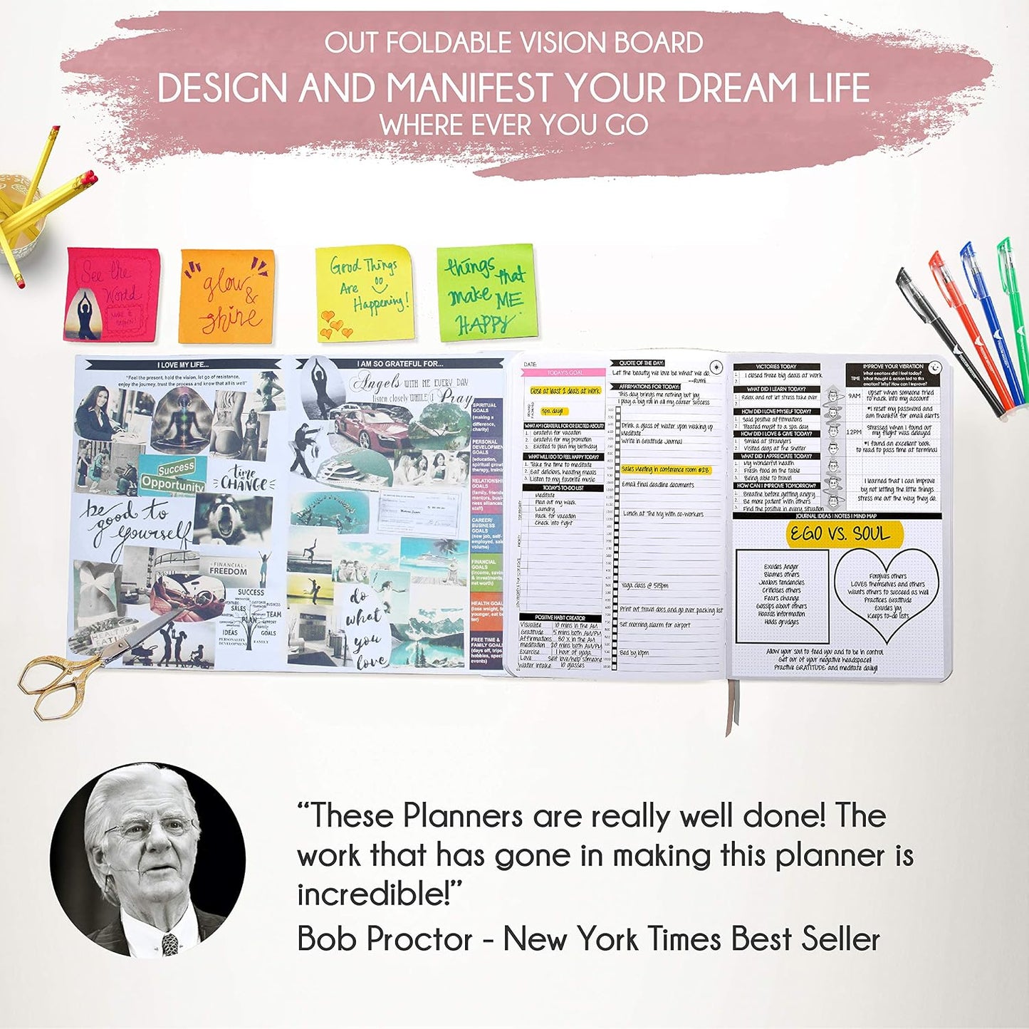 Freedom Mastery Daily Journal of Gratitude, Productivity & Habit Tracker | Undated 90-Day Planner with Daily Reflection, Mindfulness, Positivity, Vision Board & Stickers, Gratitude Journal for Women