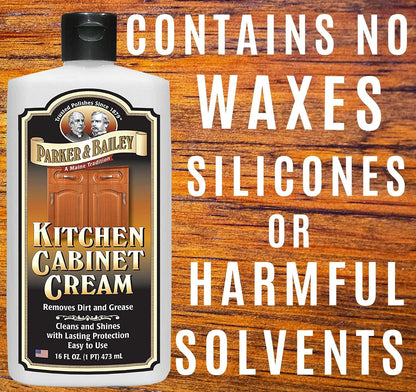 Parker and Bailey Kitchen Cabinet Cream-Wood Cleaner-Grease Remover 16 oz (1) | Wood degreaser that restores and protects cabinets naturally