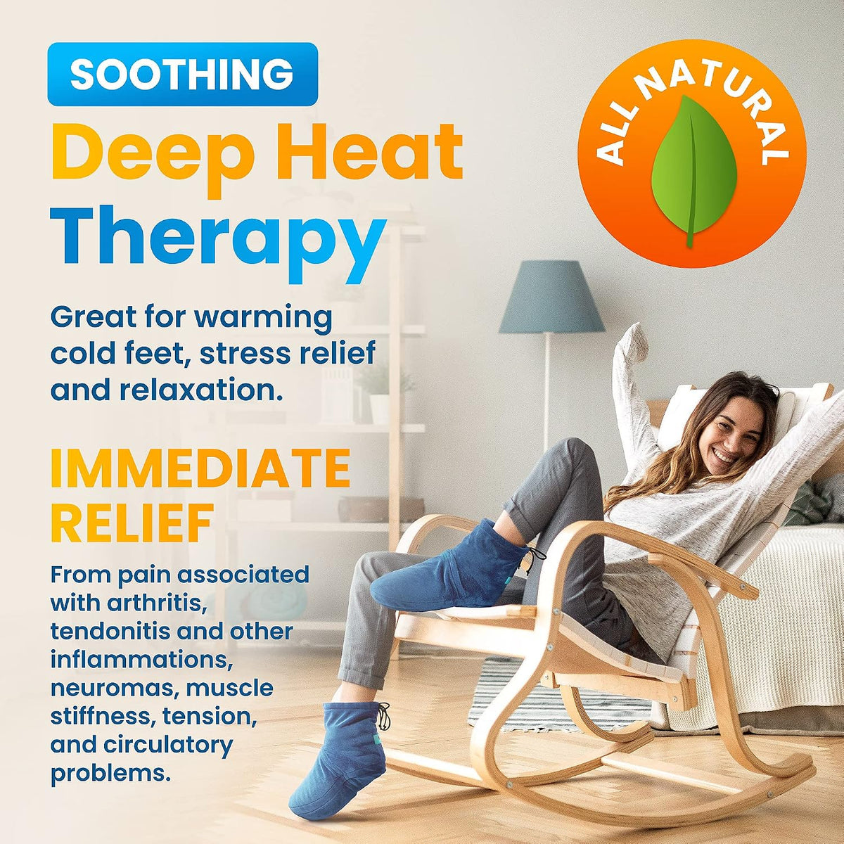Microwaveable Booties and Feet Warmers - Deep-penetrating Heat for Relieving Foot Stiffness, Sore Muscles and Joints, Achilles tendinitis, Plantar Fasciitis - Slippers for Women & Men