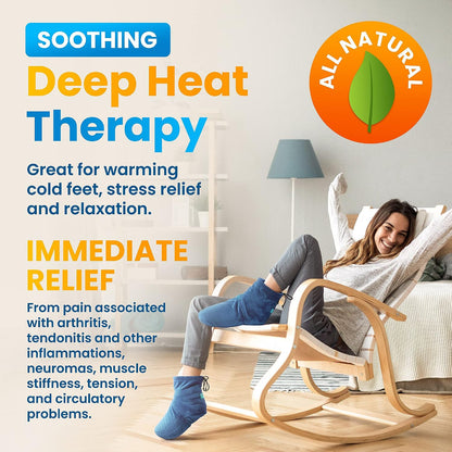 Microwaveable Booties and Feet Warmers - Deep-penetrating Heat for Relieving Foot Stiffness, Sore Muscles and Joints, Achilles tendinitis, Plantar Fasciitis - Slippers for Women & Men