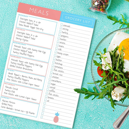 Sweetzer & Orange Fruity Weekly Meal Planner and Grocery List Magnetic Notepad. 7x10” Meal Planning Pad with Tear Off Shopping List. Plan Weekly Menu Food for Weight Loss or Dinner List for Family!