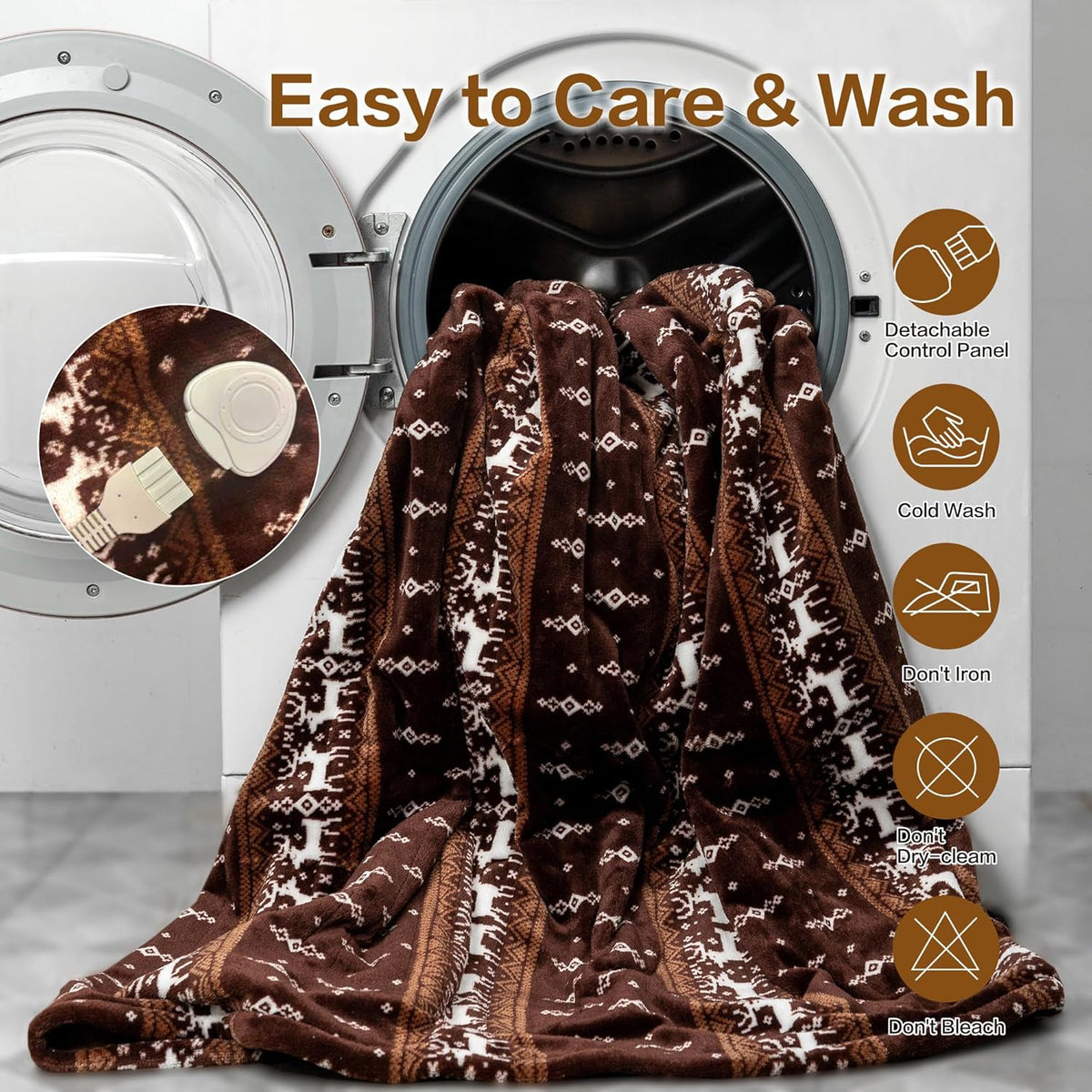 Tefici Electric Heated Blanket, Super Cozy 2-Layer Flannel Heated Throw