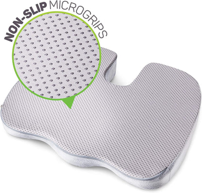 Aylio Coccyx Seat Cushion for Office Chair - U-Cutout Suspends the Tailbone, Nothing Touches It - Firm Comfort Foam that Won't Flatten - Washable Cover - Desk, Car, Wheelchair (Gray)