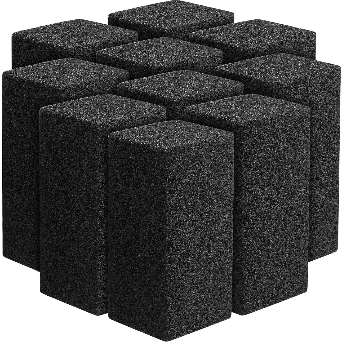 Irenare 10 Pieces Commercial Grill Cleaning Brick Pumice Stone Bulk,Black | Heavy Duty Reusable Blocks, For Restaurant Griddles Flat Tops, Cleans BBQ Grates Outdoor Grills, Removes Tough Grease