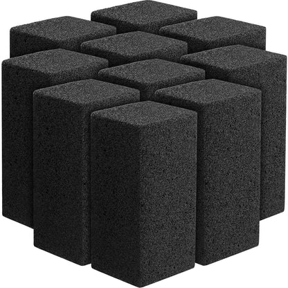 Irenare 10 Pieces Commercial Grill Cleaning Brick Pumice Stone Bulk,Black | Heavy Duty Reusable Blocks, For Restaurant Griddles Flat Tops, Cleans BBQ Grates Outdoor Grills, Removes Tough Grease