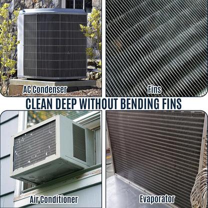3 Piece Air Conditioner Condenser Fin Comb Kit, Fin Straightening Tool, Coil Cleaner Stainless Steel Comb and Evaporator Radiator Cleaning Whisk Brush for Condenser or Evaporator Units