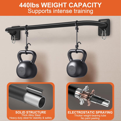Wall Mount Pull Up Bar, Heavy Duty Alloy Steel Hanging Bar for Exercise, Multi-Functional Doorway Pull Up Bar for Home Gym Workout
