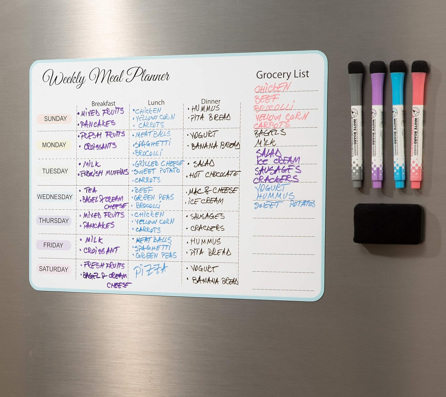 Menu Board for Kitchen - Weekly Meal Planner Magnetic - Weekly Menu Board - Meal Plan - Menu Planner for Fridge